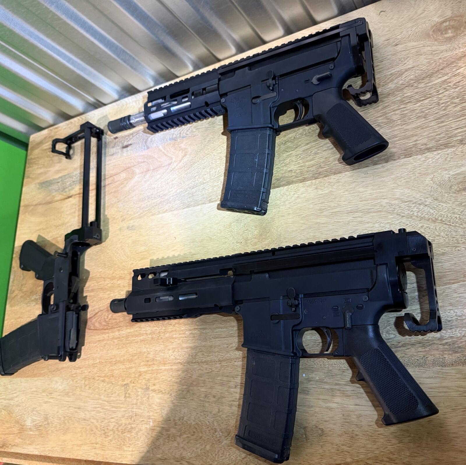 BlecherLLC Mongoose, 1.36, and 1.36 rail system on a desk