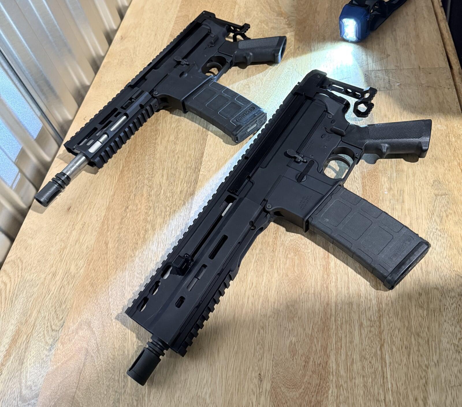BlecherLLC Upper Receiver Kits on a wooden desk
