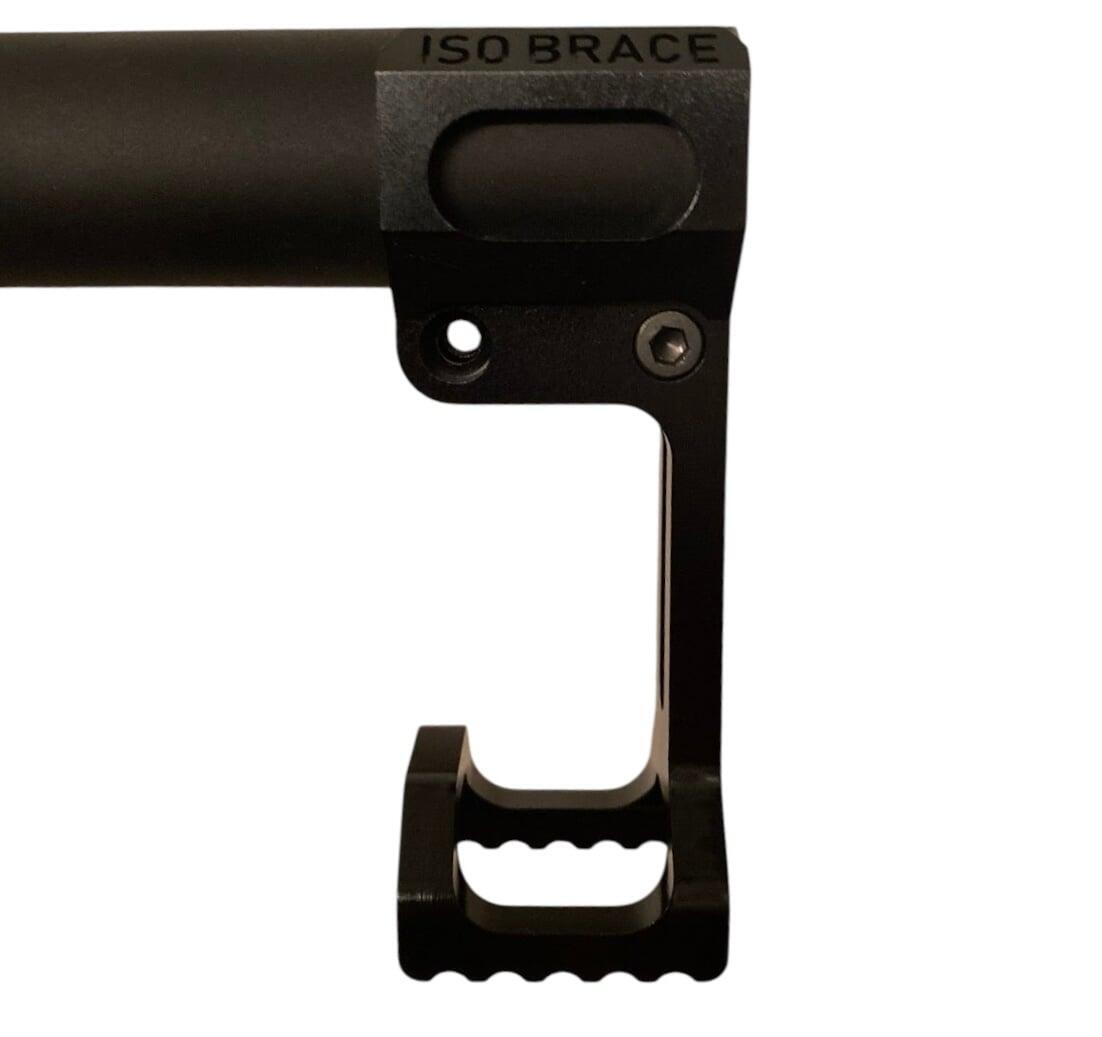Blecher LLC ISO BRACE S shown attached to an AR15/M16 buffer tube