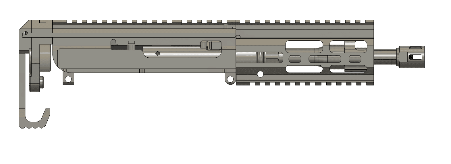 1.36 Right Side View of Upper Receiver Kit with Brace Retracted